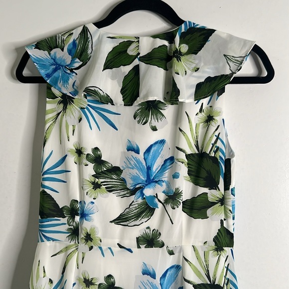 Banana Republic white green and blue raffle high low maxi dress size 2new - Picture 9 of 12